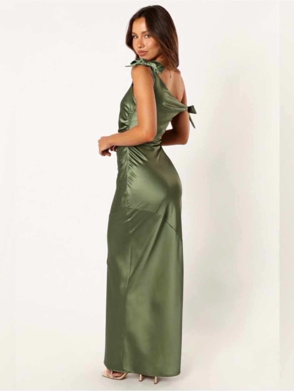 Petal and Pup selma off shoulder maxi dress OLIVE size medium - Picture 2 of 6